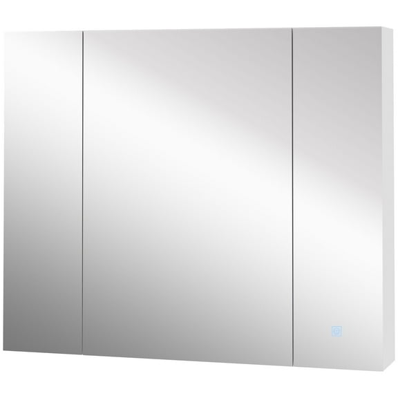 kleankin LED Medicine Cabinet, 35.5 x 29.5" Wall-Mounted Bathroom Vanity Mirror Organizer