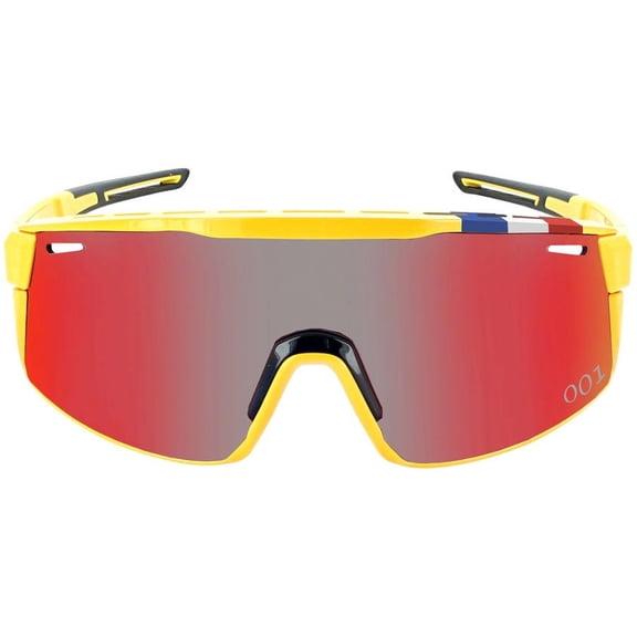 Optic Nerve Fixie Max Sunglasses - Shiny YLW French Flag Lens Rim Smoke Lens Red Mirror
