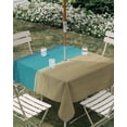 thumbnail image 3 of Square Outdoor Tablecloth with Umbrella Hole Teal Blue Khaki Ombre Outside Table Cloth Waterproof Patio Table Cover Modern Abstract Gradient Art Zipper Tablecloths for Picnic Party Camping 54x54 Inch, 3 of 8