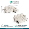 thumbnail image 2 of LINSY HOME 83" Modular Sectional Sofa with Pull Out Bed, Foldable Side Table & Storage Chaise, 3-Seat L Shape Couch with USB Charging for Living Room, Chenille Beige, 2 of 11
