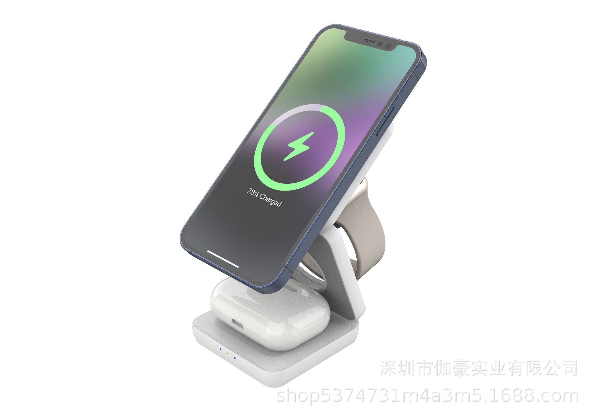 Three in one wireless charging station for Apple multifunctional devices - Foldable magnetic wireless charger base -18W travel charging pad for iPhone 16 15 14 13 12 Pro/Pro Max/Plus/Watch&Airpods