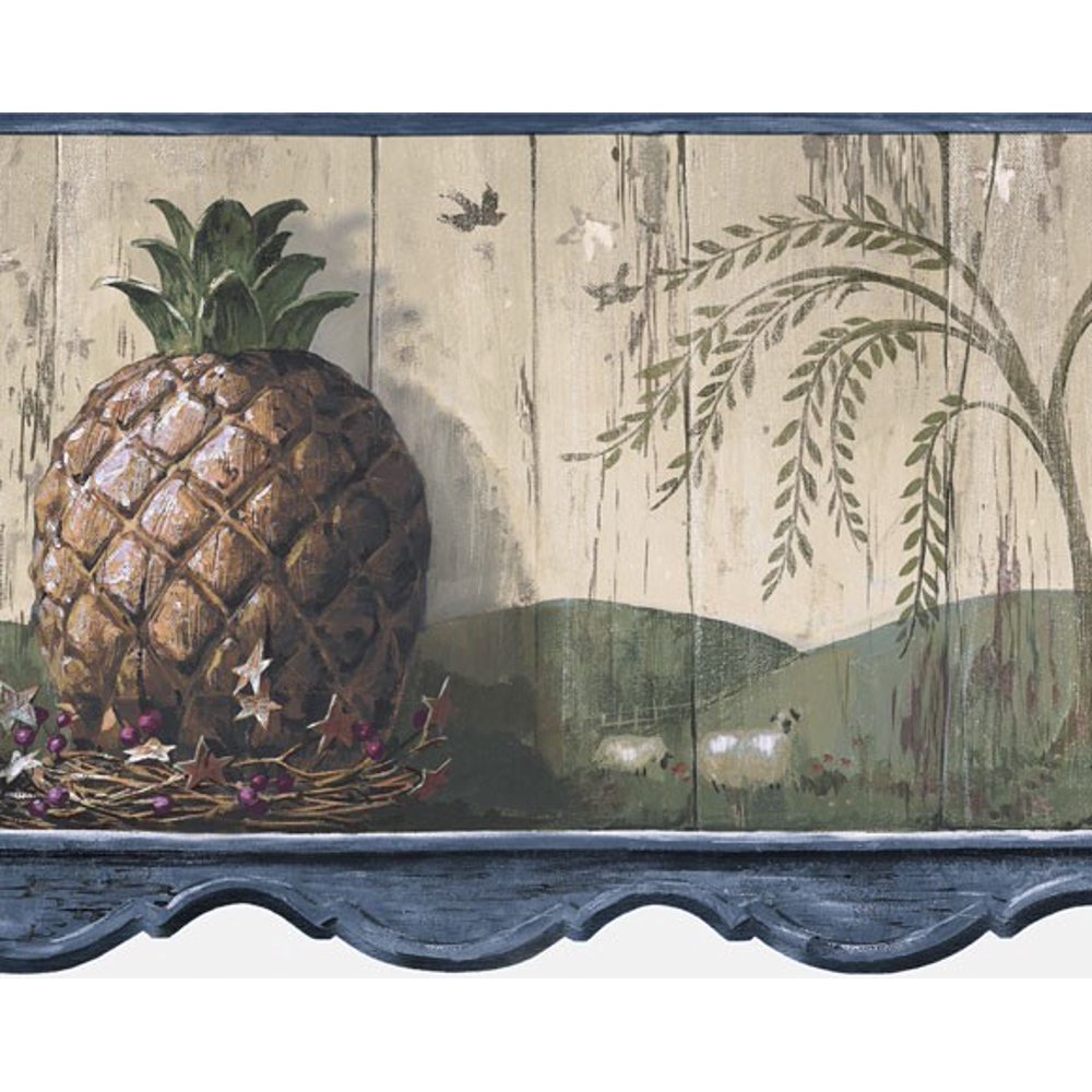 879592 Pineapple Die-Cut Wallpaper Border - Blue HS3093b - Walmart.com