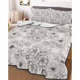 thumbnail image 3 of Quilts Queen Size Bedding Set, Farmhouse Flowers Lightweight Quilted Comforter, Vintage Country Botanical Florals Soft Reversible Bedspread Coverlet with Pillow Covers for All Season, 90" x 96", 3 of 7