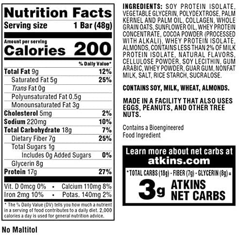 Atkins Meal Bar Value Pack Chocolate Chip Granola -- 8 Bars