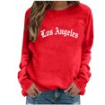 thumbnail image 2 of GuzomFashion Womens Red Los Angeles Graphic Sweatshirt - Relaxed Fit, 100% Polyester, Crew Neck, Long Sleeve, S-XXL, Soft Easy-Care Casual Daily Wear,Size 2XL, 2 of 4