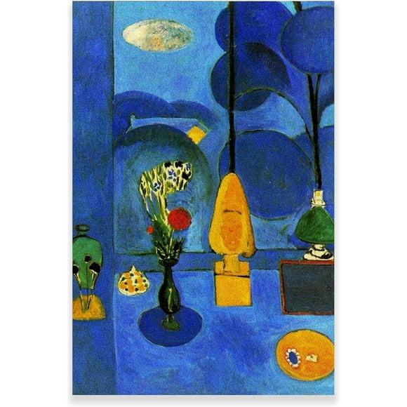 TRAHOO-Henri Matisse Poster - Blue Window Canvas Painting - Vintage Painting Canvas Wall Art - Abstract Modern Canvas Prints Artwork for Room Wall Decor Unframed (12x18in/30x45cm)