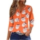 thumbnail image 2 of Puntoco Blusa informal de cuello redondo con mangas 3/4 cortas y estampado a la moda para mujer, 2 of 5
