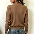 thumbnail image 4 of Vynhevius Women Bomber Jacket Solid Stand Collar Zip Up Textured Long Sleeve Pockets Casual Outerwear, 4 of 6