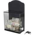 thumbnail image 2 of Acrylic Donation Suggestion collection Box Pre Drilled Holes For Wall mounted Or Retail Countertop Tip Box with Curved edges back wall display area 10 x 6 inches, Lock With set of keys Black, 2 of 4