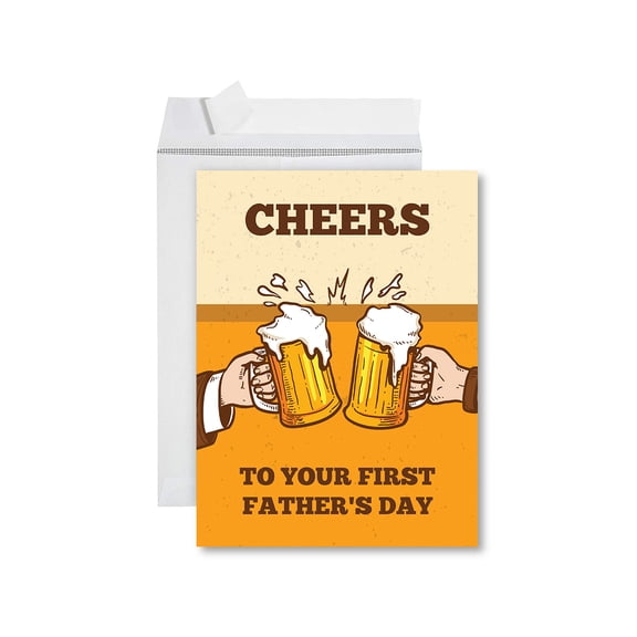 Koyal Wholesale Funny Father's Day Jumbo Card With Envelope, Cheers First Father's Day, Set of 1