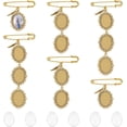 thumbnail image 1 of 6 juegos de 3 estilos de prendedores de boda ovalados de aleación con dijes para fotos de ramos de novia, ideales como regalo para los novios. Broche para recuerdos de boda., 1 of 9