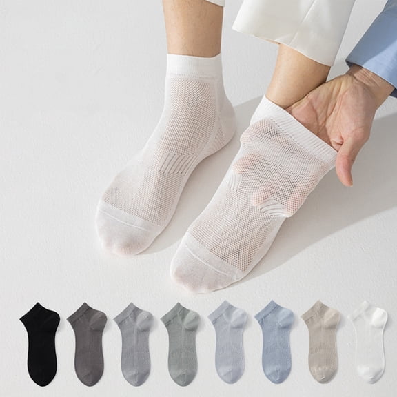 Lumtrix Men's Ankle Socks No Show Breathable Mesh Socks Summer Fall Lightweight Thin Cotton Socks Dark Gray One Size