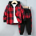 thumbnail image 6 of Xyant Toddler Boy Clothes 2 Piece Plaid Hooded Button Top Jogger Pants Set Little Boys Fall Winter Outfits, Size 2-7 Years, 6 of 6