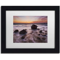 Trademark Fine Art 'Silky Water Rocks' Canvas Art by Michael Blanchette Photography, White Matte, Black Frame