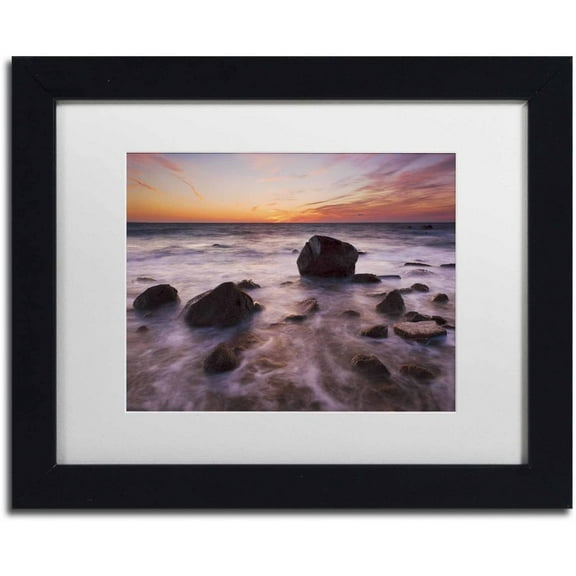 Trademark Fine Art 'Silky Water Rocks' Canvas Art by Michael Blanchette Photography, White Matte, Black Frame
