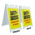 thumbnail image 2 of A-frame Sidewalk Safety=Success Winning Formula 24" x 36" Double Sided A-Frame Sidewalk Sign, Includes 2 Plastic Inserts | Foldable Portable White Signicade Sandwich Board Signs, 2 of 5