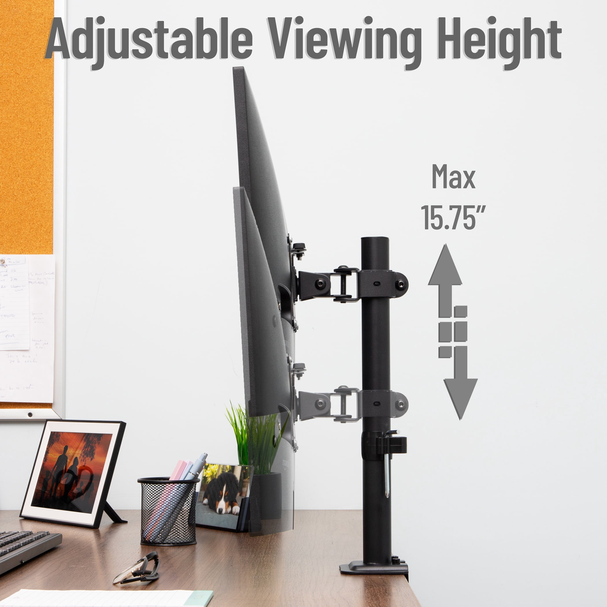 Mind Reader Single Monitor Desk Mount for 13"-32" Screens, VESA 75x75/100x100, 180° Rotation, ±90° Swivel, ±45° Tilt, 17.6 lb Load Capacity, Black