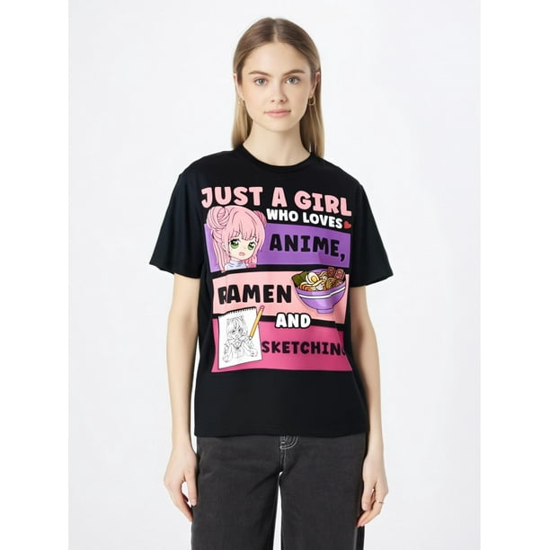Anime girls love anime ramen and sketch T-shirts Tee For Adult, Men, Women, Teen, Teenager, Adolescent, Youth