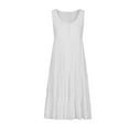 thumbnail image 3 of WIZUTIZ Sundresses for Women Stylish Swing Knee-Length Solid Beach Dress U Neck Sleeveless Shift Dress for Lady Crochet Ruffled Comfy Wedding Dress White XXL, 3 of 5