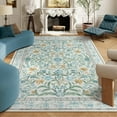 thumbnail image 2 of Moynesa 8'x10' Light Blue Bedroom Rug Under Bed, Boho Washable Rugs for Living Room, Soft Wool Rug for Home Office, Vintage Low Pile Carpet for Dining Room, 2 of 5