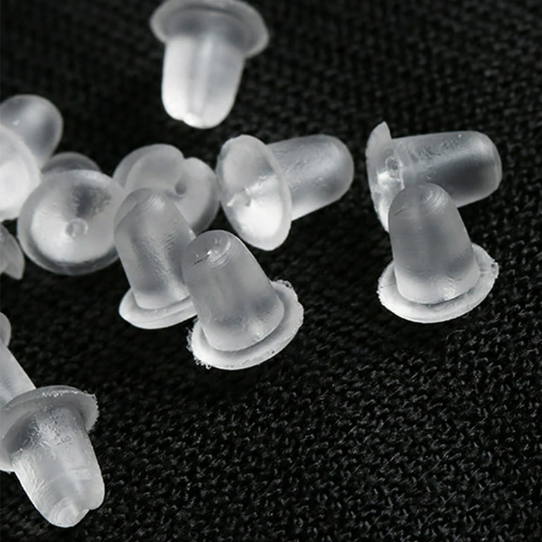 100Pcs Clear Plastic Earring Findings Back Stoppers Earnuts Safe