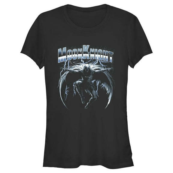 Junior's Marvel: Moon Knight Rain and Lightning Graphic Tee Black Large