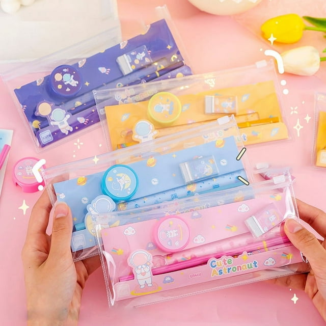 Caja de papelería de dibujos animados para niños, suministros escolares y de oficina, papelería para niñas, estuche de lápices, juego de lápices, regalos