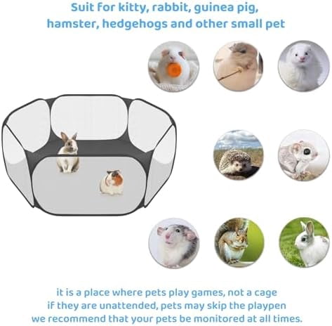 Small Animal Playpen, Pop-Up Portable Play Yard for Guinea Pigs, Rabbits, Hamsters, Hedgehogs, Foldable Exercise Fence with Breathable Mesh for Indoor Outdoor Use