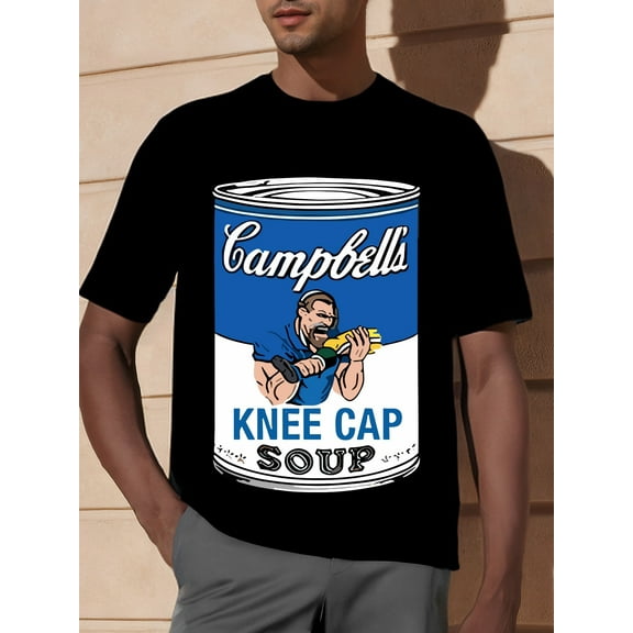 Campbell's Kneecap Soup Graphic T-Shirt, Detroits Lions Dan Campbell's Knee funny Men’s Short Sleeve Graphic T-shirt Collection black PRcap T Shirt 336504