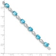 thumbnail image 4 of Auriga 14k White Gold Blue Topaz and Diamond Bracelet 7inch for Women, 4 of 6