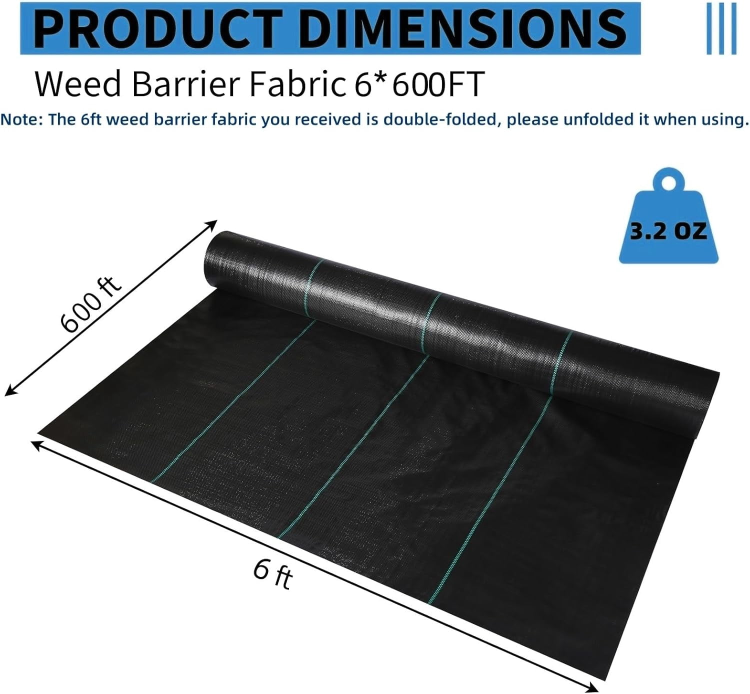 Garvee Weed Barrier Landscape Fabric Heavy Duty Woven Driveway Garden Cloth with UV Protection for Weed Control Ground Cover Landscaping 3.2oz 6*600FT
