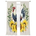 thumbnail image 2 of Sunflowers Rooster Sheer Curtains 96 Inches Long 2 Panels Set, Window Sheer Curtains for Living Room/Bedroom, Watercolor Leaves Retro Art Rustic Light Filtering Rod Pocket Curtain 52''x96''x2, 2 of 8