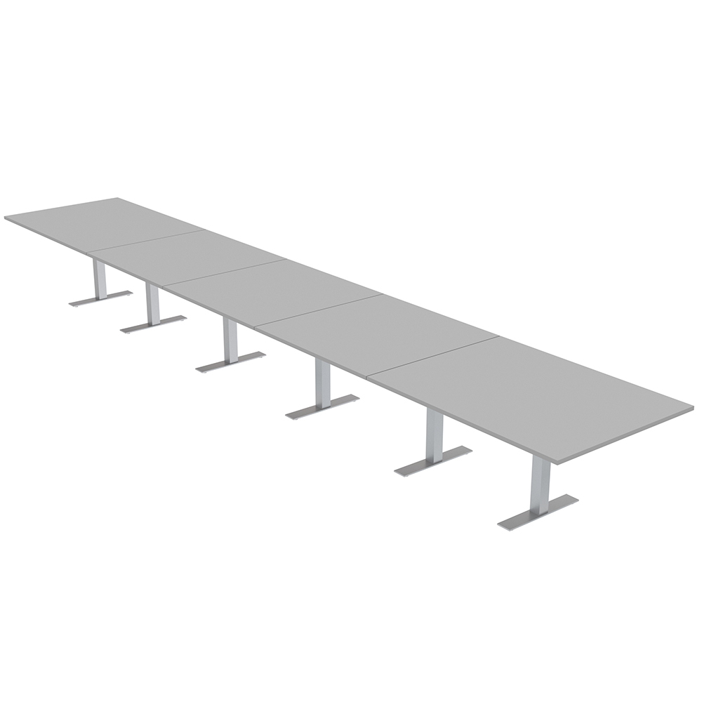 22' Rectangular Modular Boardroom Table With Metal TBases Power Units