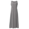 thumbnail image 6 of Susanny Cute Summer Dresses for Women Sleeveless Floral Fit and Flare Dresses Maxi Dress Cotton Linen Tank Long Sundresses Boho Flowy Plus Size Sun Dress with Pockets Gray M, 6 of 6