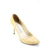 Pre-owned|Jimmy Choo Womens Almond Toe High Heel Medallion Yellow Classic Pumps Size 36