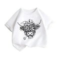 thumbnail image 2 of DAETIROS Cattle Cowgirl Shirt for Little Girls, Comfy Cute Soft Cotton Crewneck Short Sleeve Casual Girls Summer Tees White Size 10-11 T, 2 of 8