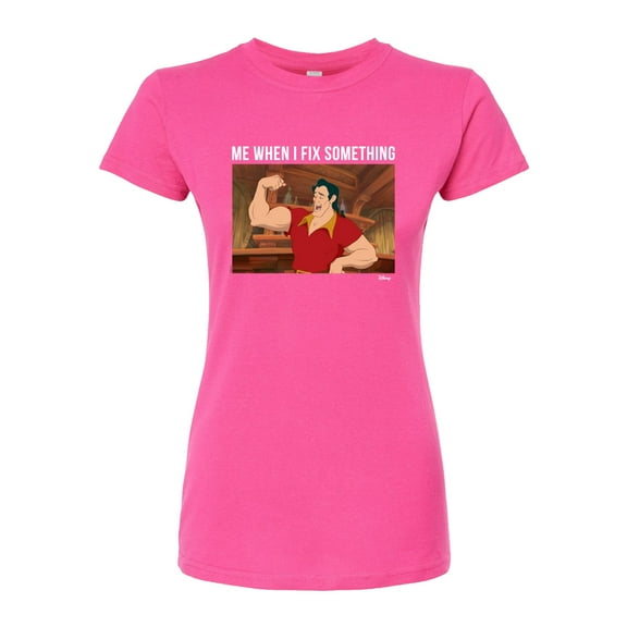 Disney Beauty & The Beast - Gaston's Strength - Me When I Fix Something - Juniors Fitted Graphic T-Shirt