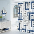thumbnail image 2 of Boho Shower Curtain Geometrical Fabric Shower Curtain for Bathroom Blue Grey Geometry Lines Textured Waterproof Shower Curtain Set with Hooks 48x72 inches, 2 of 6