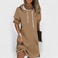 thumbnail image 2 of Strungten Women's Fashion Casual Solid Color Long Sleeve Drawstring Hoodie Sweatshirt Dress long dresses for women formal, 2 of 5