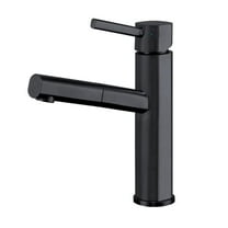 Alfi Trade WHS1394-PSK-MBLK Waterhaus   Solid Stainless Steel Single Hole Single Lever Kitchen Faucet with Pull-Out Spray Head - Matte Black
