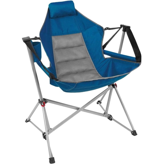 WJSP Swing Chair Lounger Blue 37.8 inch Wide Foldable with Armrest for Patio Outdoor Relaxing