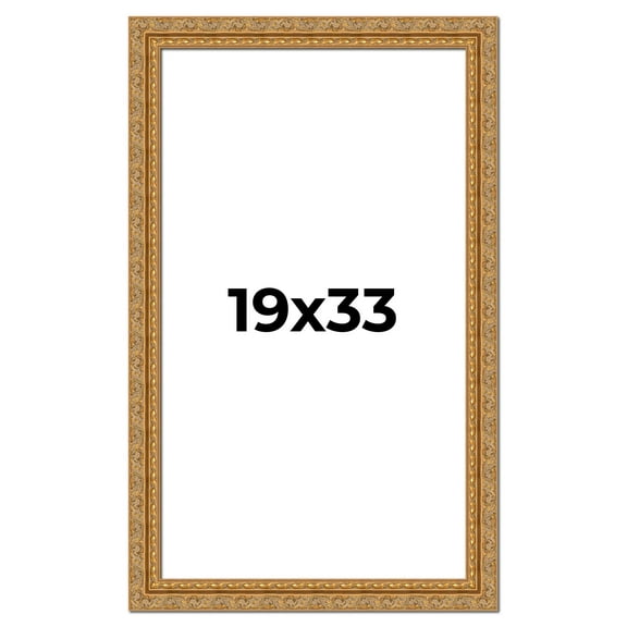 19x33 Frame Gold Ornate Solid Wood Picture Frame | 2 Inch Moulding Width | Firman Traditional Photo