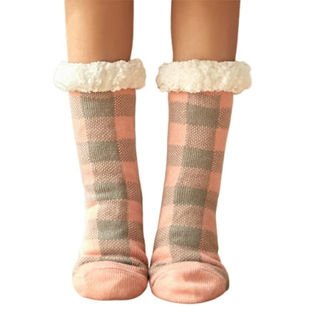 

Winter Fuzzy Socks for Women Fleece-Lined Slipper Socks Fluffy Anti Slip Indoor Christmas Socks