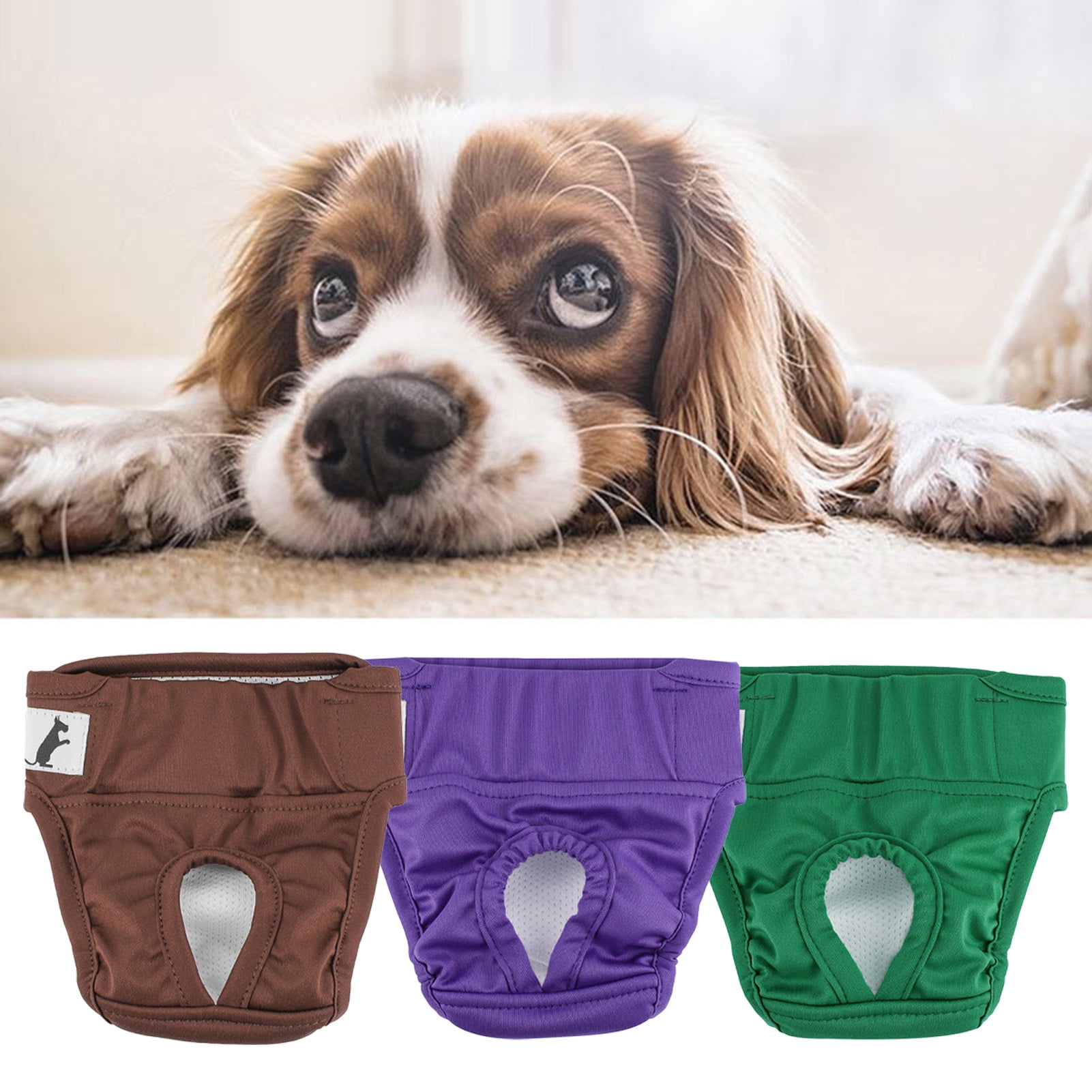 Trayknick Dog Diapers Pet Menstrual Pants Fastener Tape Comfortable Leak Proof Dog Diaper for Periods Incontinence Potty Training 1 Pc