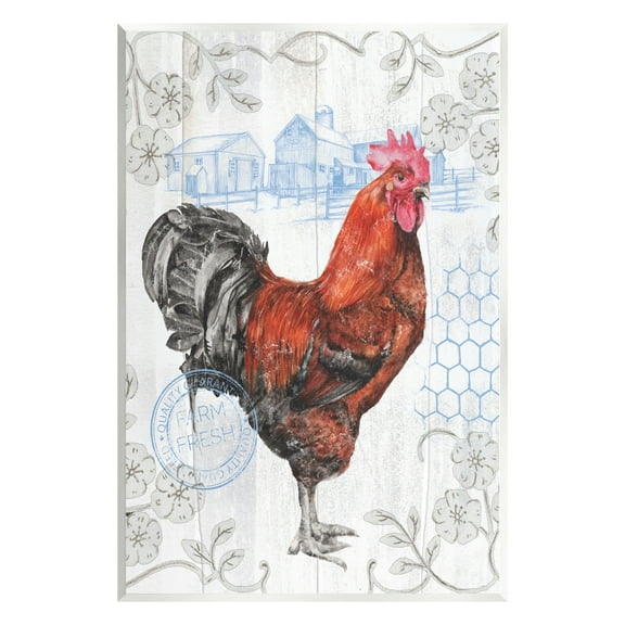 Stupell Industries Rustic Farmhouse Rooster Animals & Insects Painting Unframed Art Print Wall Art, 10 x 15