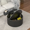 thumbnail image 4 of Round Lift Top Coffee Table with Storage Farmhouse Center Table with Hidden Compartment Circle Sofa Table for Living Room Black, 4 of 8