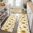 thumbnail image 2 of White Sunflower Leaf Seed Pattern Kitchen Rugs Sets Of 3,Kitchen Runner Rugs Non Skid Washable,Decorative Kitchen Floor Mats for Kitchen,Sink,Laundry,17"x30"+ 17"x47" + 17"x59", 2 of 6