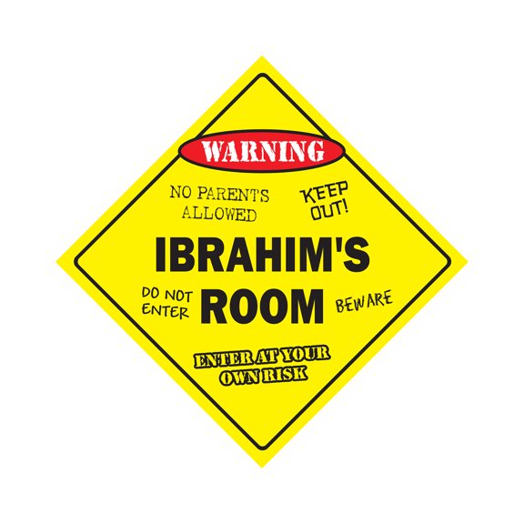 Ibrahim's Room Sign Crossing Zone Xing | Indoor/Outdoor | 14" Tall kids bedroom decor door children's name boy girl