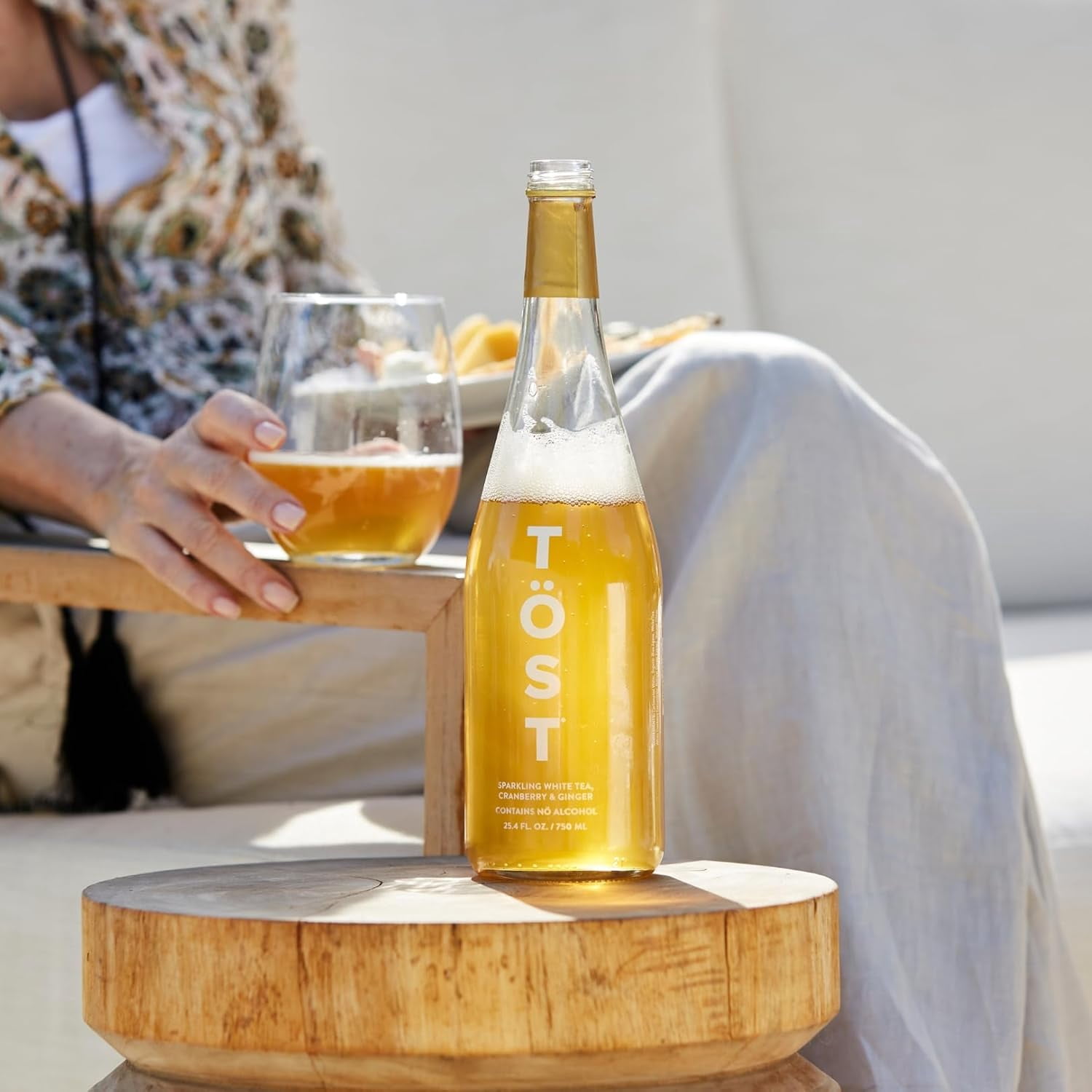 TOST All-Natural Non-Alcoholic Sparkling Beverage with White tea, White cranberry, Ginger, 25.4 Fl Oz (Pack of 12)
