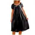 thumbnail image 4 of HomeGardon Nightgowns for Women,Summer Dresses Women's Solid Color Short-sleeved Loose Ice Silk Lace Home Dress Nightdress, 4 of 5